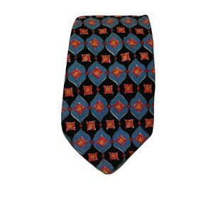 Vintage Countess Mara Silk Tie Men Necktie Blue Black Red Geometric Made in USA
